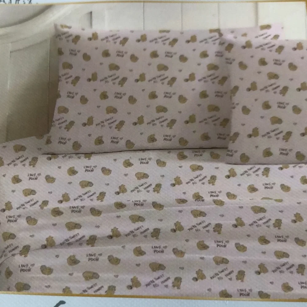 Pooh Bear Collection Pink Winnie the Pooh Heart Print Sheet Set - FULL